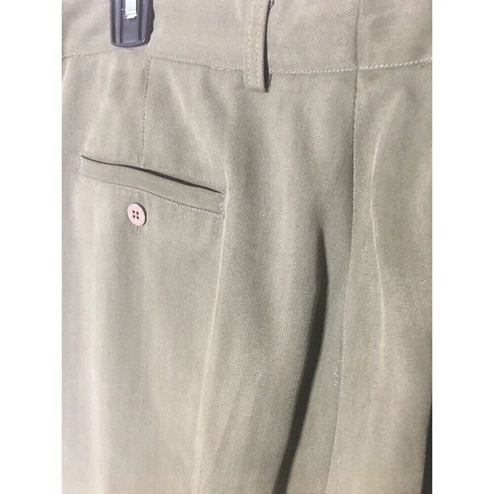 Tommy Bahama Pants Men's Size 36 Army Green 100% Silk Tapered Leg